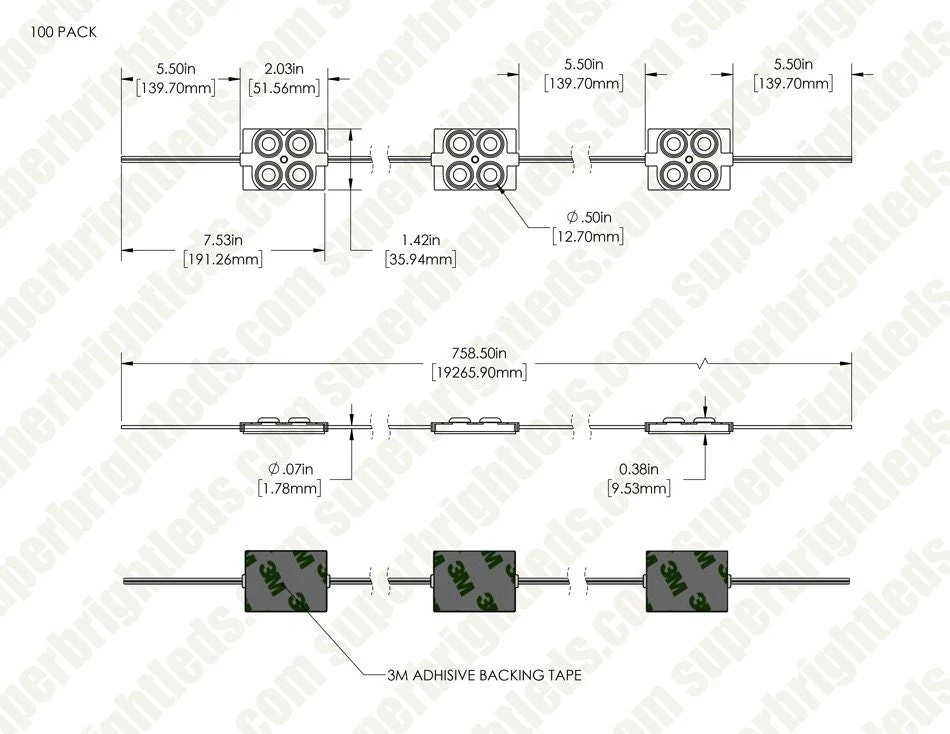 Single Color LED Modules - Square Module With 4 SMD LEDs - 250 Lumens/Module - Red - 100-Pack - Image 16