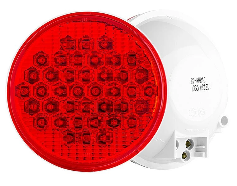 Round LED Truck And Trailer Lights - 4" Stop / Turn / Tail Lights - 3-Pin Connector - Flush Mount - 40 LEDs - Red - Image 9