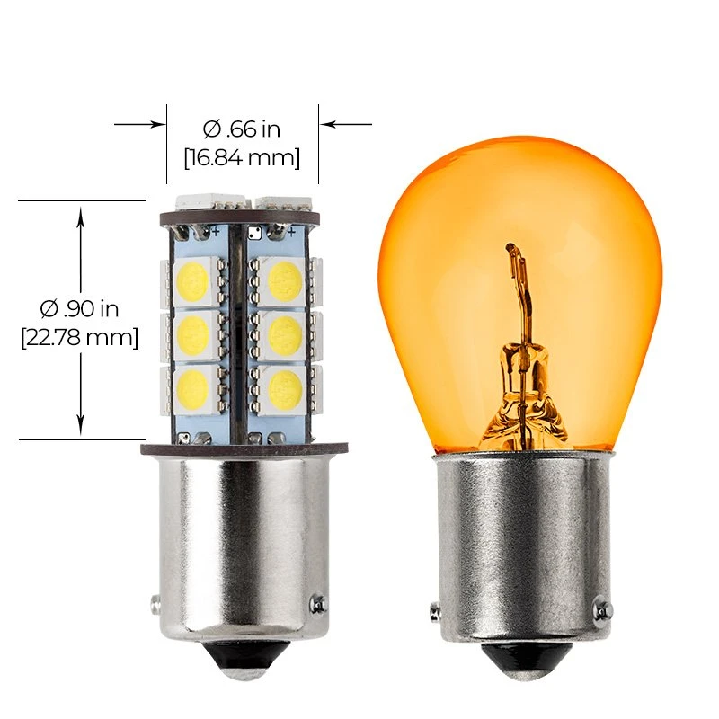 7507 (PY21W) LED Bulb - 18 SMD LED Tower - 2 Pack - Image 5