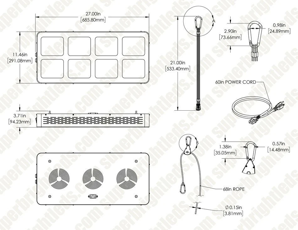 510W Full-Spectrum LED Grow Light - 12-Band Multi Spectrum - Selectable Vegetation And Bloom Switches - GLR-510W12F-VBD - Image 10