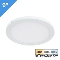 TCP 9" LED Slim Flush Mount Fixture - 18W - Selectable CCT - Dimmable - Up To 1,370 Lumens