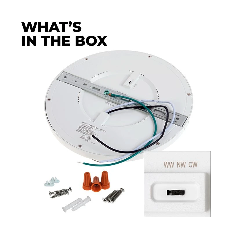 TCP 9" LED Slim Flush Mount Fixture - 18W - Selectable CCT - Dimmable - Up To 1,370 Lumens - Image 2
