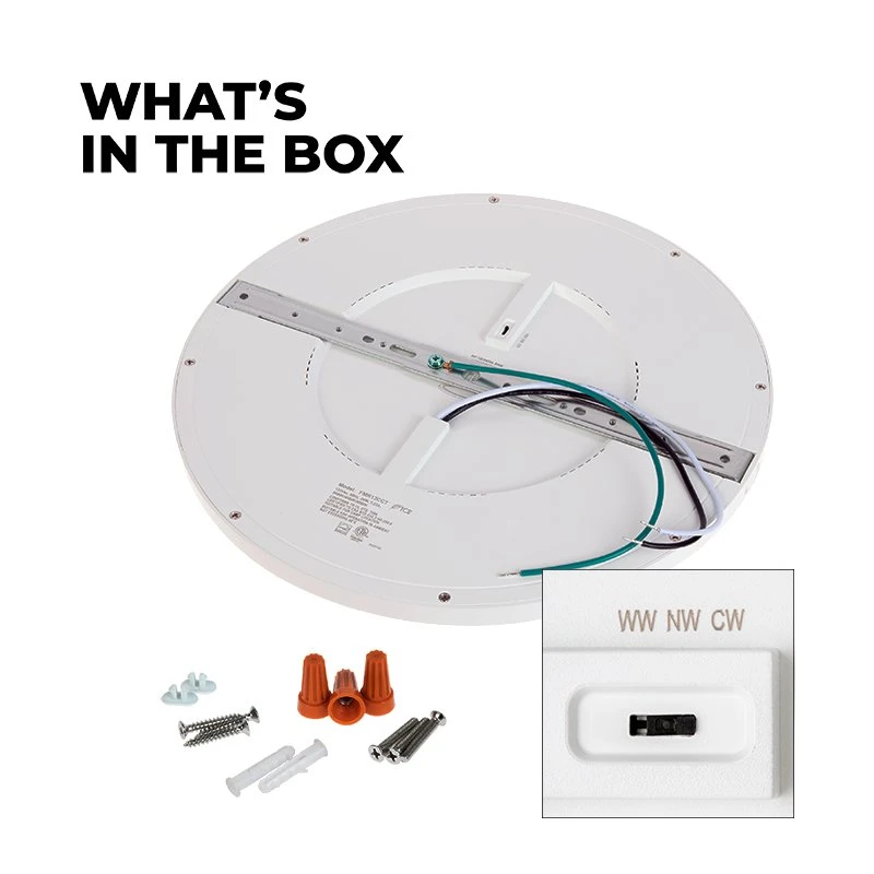 TCP 12" LED Slim Flush Mount Fixture - Matte Black Trim Ring - 24W - Selectable CCT - Dimmable - Up To 2,040 Lumens - Image 2