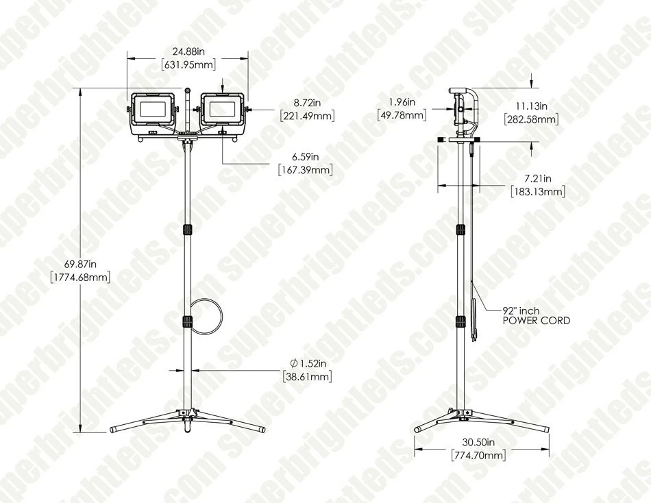 200W Dual-Head LED Work Light With Tripod - 20,000 Lumens - 6500K - Image 7