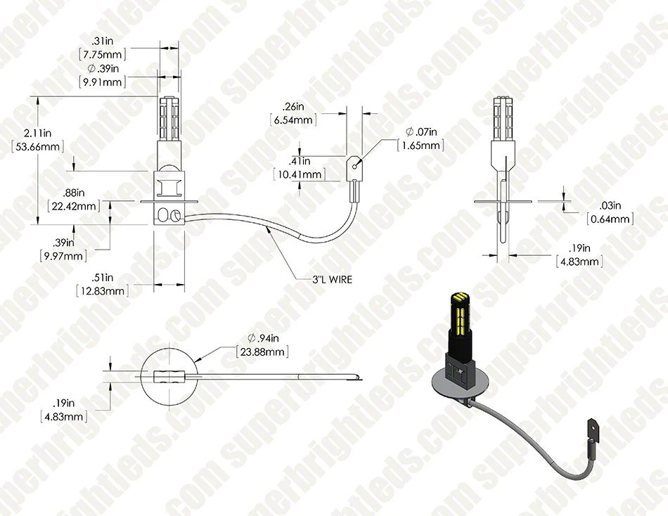 H3 CAN Bus LED Daytime Running Light Bulb - 220 Lumens - White - Image 7