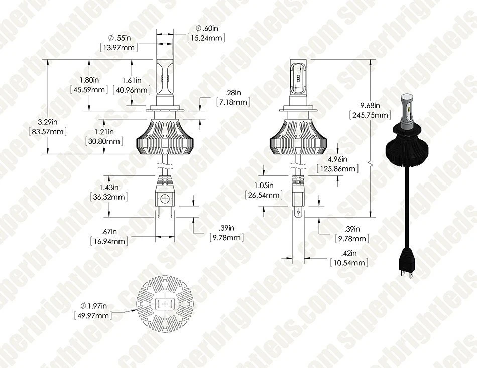 H7 LED Fanless Headlight/Fog Light Conversion Kit With Compact Heat Sink - 4,000 Lumens/Set - Cool White - Image 11