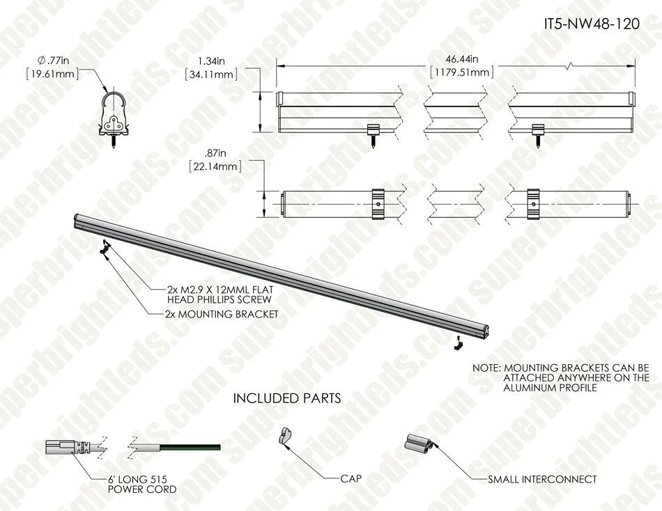 LED T5 Integrated Light Fixtures - Linkable Linear LED Task Lights - 120V - 1,035 Lumens - 24 Inch - With 3-Pin Plug Input - Image 13