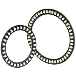 LED Halo Headlight Accent Lights - Black Circuit Board - 80mm Diameter Amber