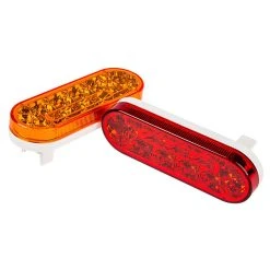 Oval LED Truck And Trailer Lights - 6" Stop / Turn / Tail Lights - 3-Pin Connector - Flush Mount - 17 LEDs