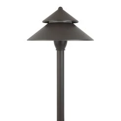 12V Landscape LED Path Light - 7.5" Two Tier Cone Shade - Bronze - 2700K / 3000K / 4000K