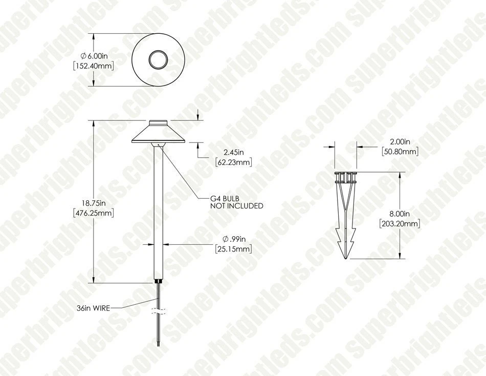 Solid Brass Landscape Path Light - 6" Two-Tier Cone Shade - Drop-In Fixture With G4 Smart Bulb - RGB + White - Alexa / Google Assistant - Image 6