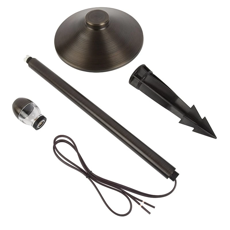 LED Landscape Lighting Kit - 6 Brass Cone Shade Path Lights With White G4 LED Bulbs - Low Voltage Transformer - Image 4