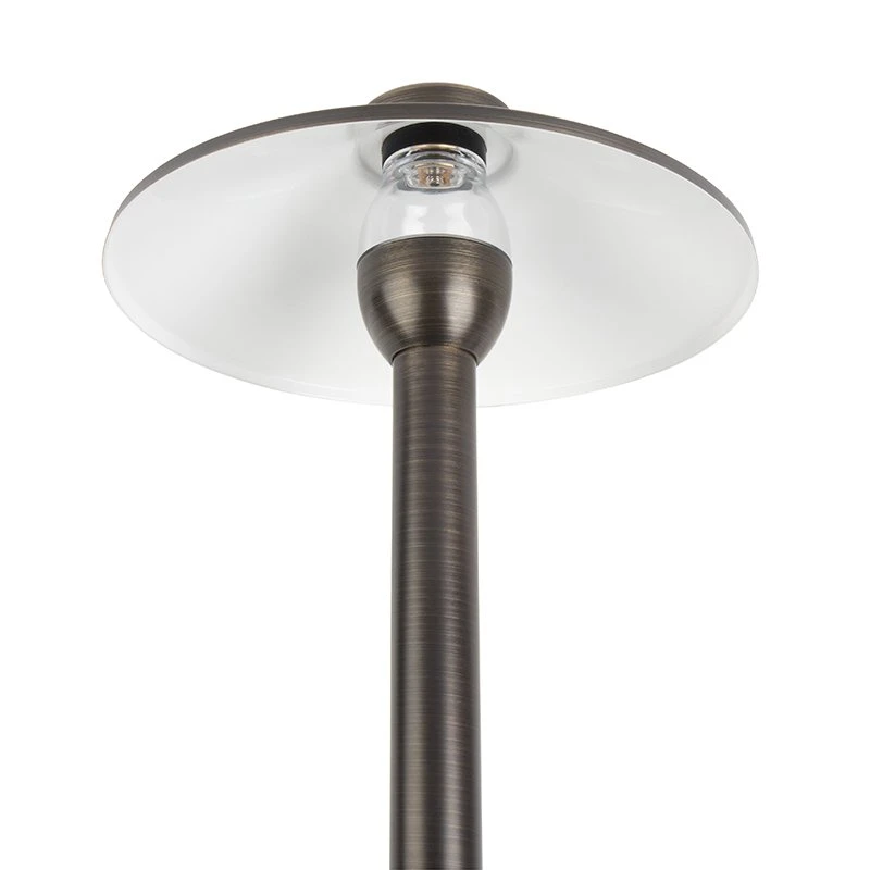 LED Landscape Lighting Kit - 6 Brass Cone Shade Path Lights With White G4 LED Bulbs - Low Voltage Transformer - Image 3