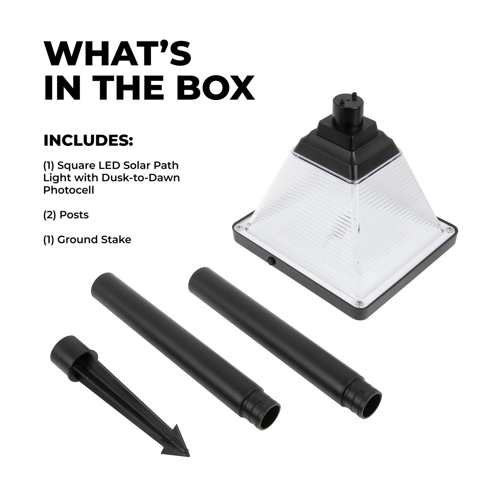 Square LED Solar Path Light - Dusk-to-Dawn Photocell - Stake Included - 200 Lumens - 3000K - Image 4