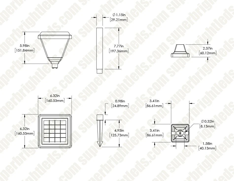 Square LED Solar Path Light - Dusk-to-Dawn Photocell - Stake Included - 200 Lumens - 3000K - Image 9