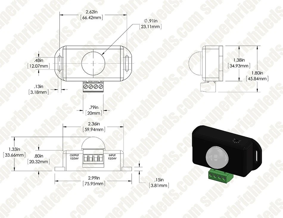 Mini PIR Motion Sensor Switch With Built In Timer - 12-24 VDC - 6 Amps - Mini PIR Switch - Image 7