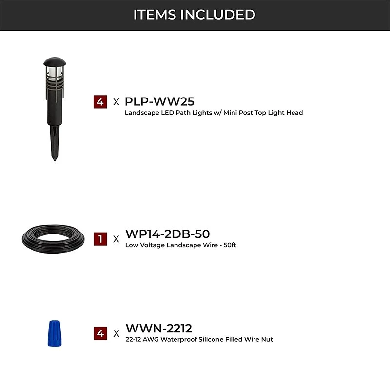 LED Landscape Lighting Expansion Kit - 4 Mini Post Top Path Lights - Warm White - Image 5