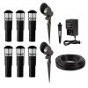 LED Landscape Lighting Kit - 6 Mini Bollard Path Lights - 2 Spotlights - Low Voltage Transformer - Warm White