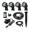 G-LUX Series Landscape Lighting Kit - 4 Color Changing RGB Spotlights - Low Voltage Transformer - Plug And Play - RGB