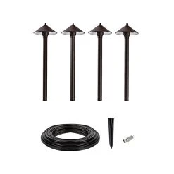 LED Landscape Lighting Expansion Kit - 4 Cone Shade Path Lights - Cool White