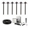LED Landscape Lighting Kit - 6 Cone Shade Path Lights - Stainless Steel Transformer