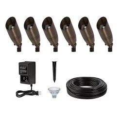 6-piece LED Spot Light Landscape Lighting Kit - MR16 Bulbs - 60W Low Voltage Transformer - 2700K / 3000K / 4000K / 6500K