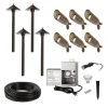 LED Landscape Lighting Kit - 6 Spotlights - 4 Cone Shade Path Lights - Stainless Steel Transformer - Natural White