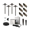 LED Landscape Lighting Kit - 4 Cone Shade Path Lights - 6 Spotlights - Stainless Steel Transformer - 4000K