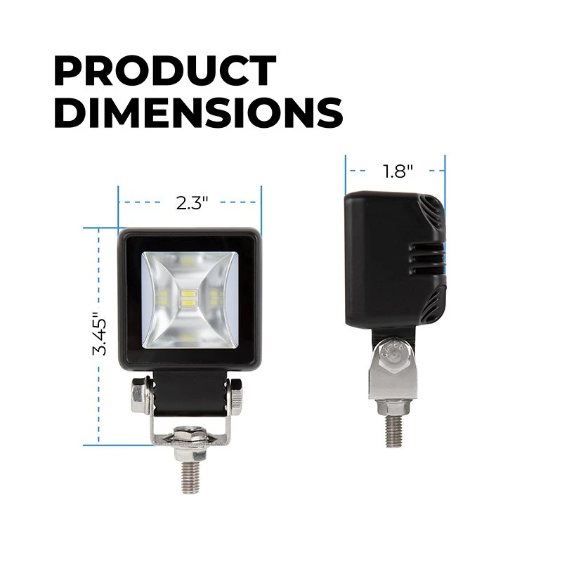 2.5β Square Mini LED Pod Light - Flood Beam - Amber Accent - 1,850 Lumens - 6500K - Single / 2-Pack - Image 2