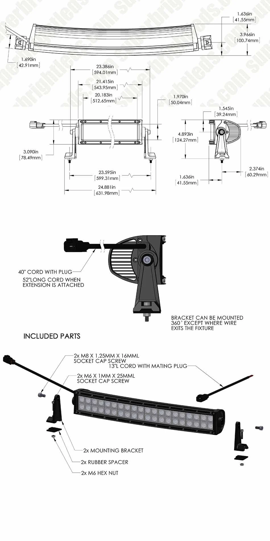 20" Curved Off-Road LED Light Bar - 120W - 9,600 Lumens - Image 14