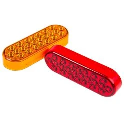 Oval LED Truck And Trailer Lights - 6" Stop / Turn / Tail Lights - 3-Pin Connector - Flush Mount - 24 LEDs