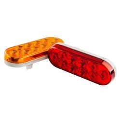 Oval LED Truck And Trailer Lights - 6" Stop / Turn / Tail Lights - 3-Pin Connector - Flush Mount - 10 LEDs