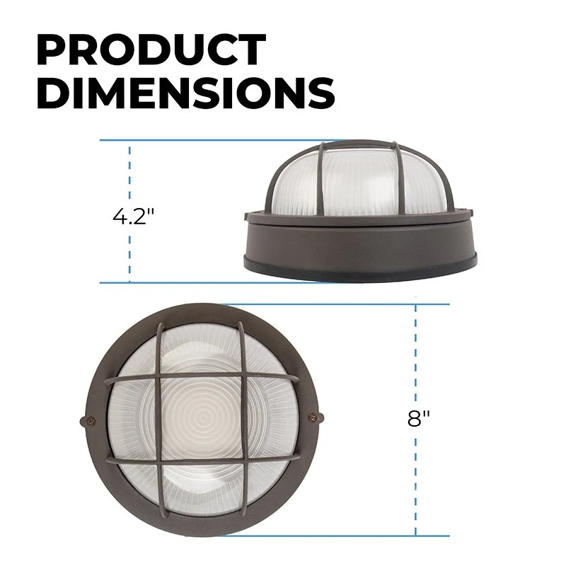 Round 8" Integrated LED Bulkhead Light - Bronze Indoor / Outdoor Wall Sconce - 780 Lumens - 3000K - Image 2