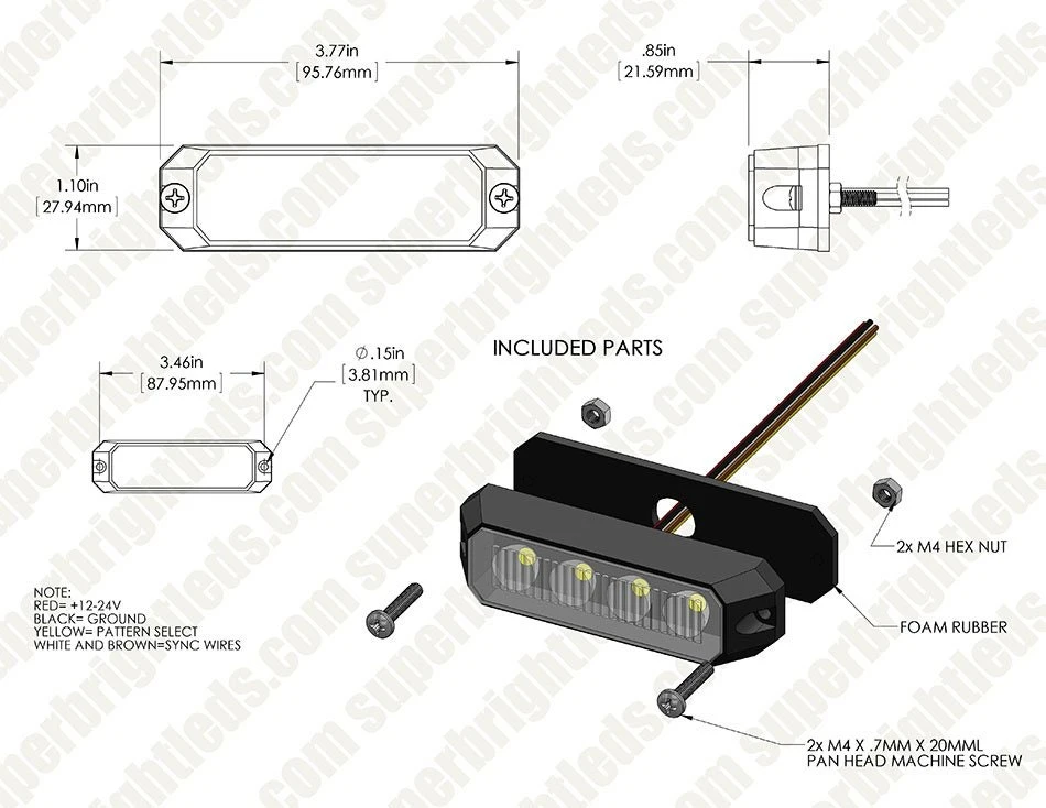 4" Grille And Surface Mount LED Strobe Light Head - 12W - Image 10