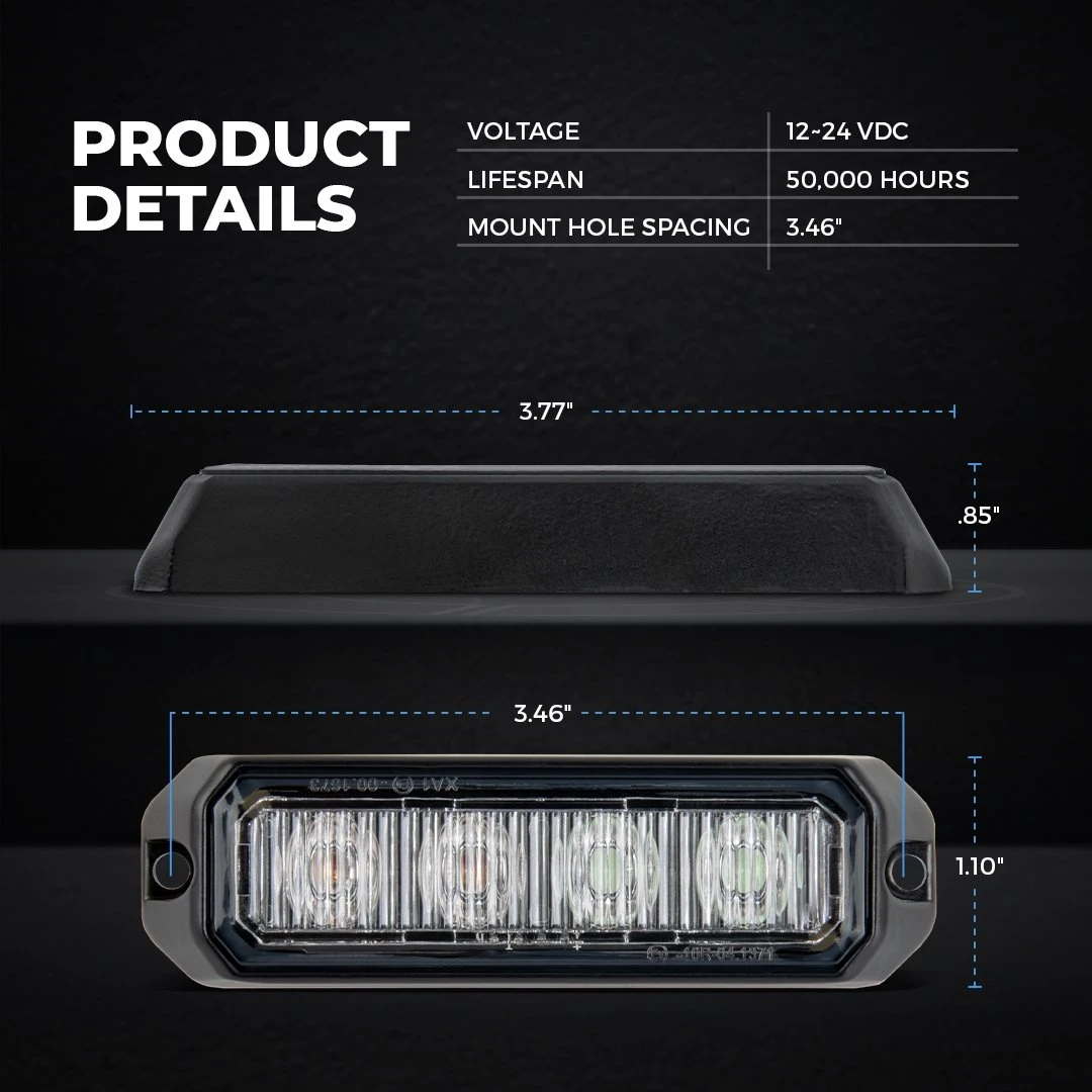 4" Grille And Surface Mount LED Strobe Light Head - 12W - Image 2