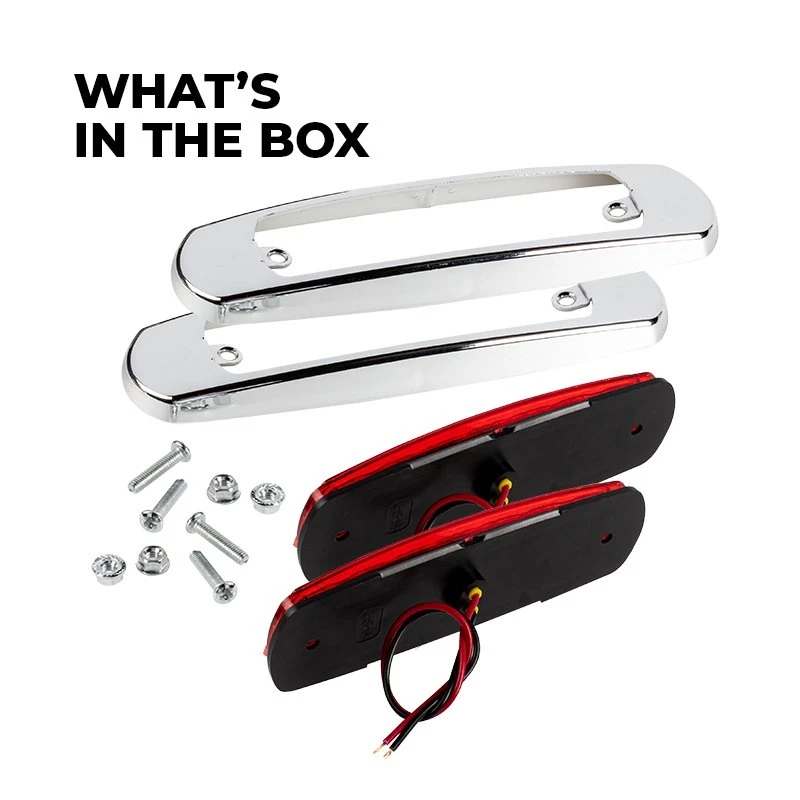 Low-Profile LED Truck Clearance Or Side Marker Lights - Peterbilt Style - 12-LED - Amber / Red - Pair - Image 2