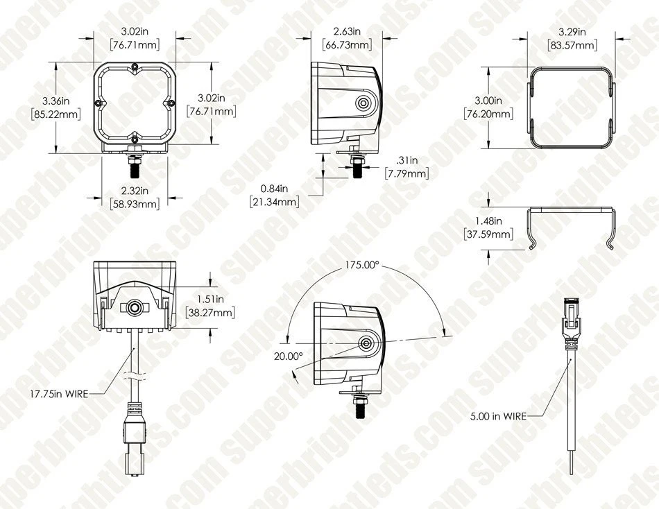 3β LED Pod Lights - 20W Square Off-Road Lights - 2,000 Lumens - Image 10