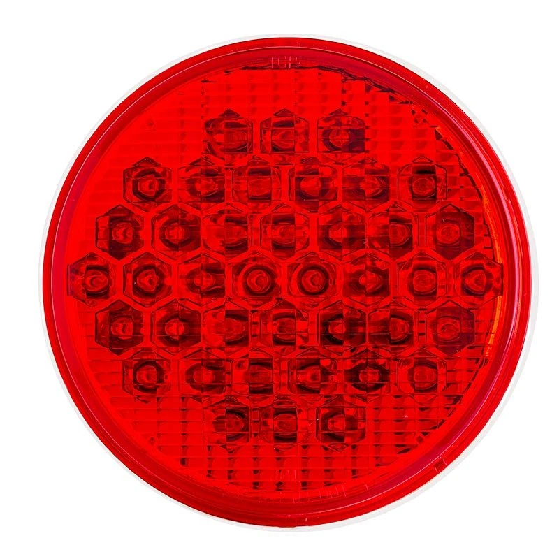 Round LED Truck And Trailer Lights - 4" Stop / Turn / Tail Lights - 3-Pin Connector - Flush Mount - 40 LEDs - Red - Image 2