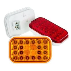 Rectangle LED Truck And Trailer Lights - 5" Stop / Turn / Tail Lights - 3-Pin Connector - Flush Mount - 24 LEDs