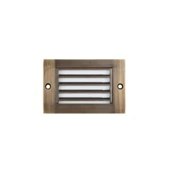 2W Low Voltage Brass Landscape LED Step Light - Thin Louvered Faceplate - 12V - 3000K