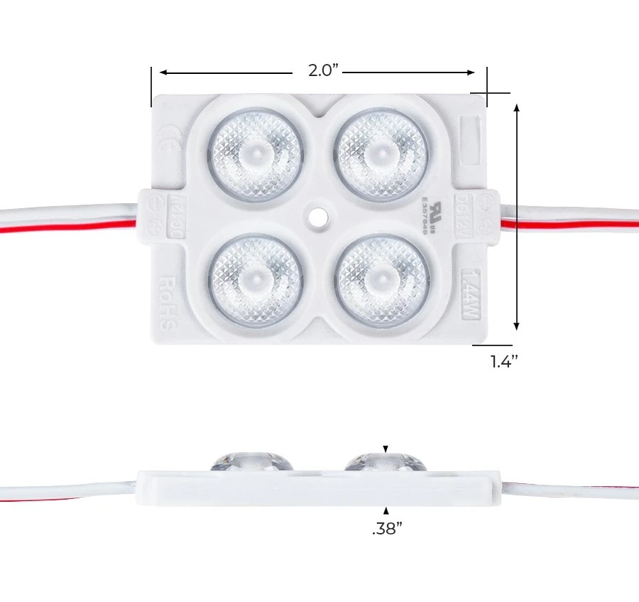 Single Color LED Modules - Square Module With 4 SMD LEDs - 250 Lumens/Module - Red - 100-Pack - Image 3