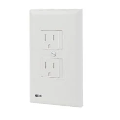 SnapPower SafeLight Duplex Outlet Cover Plate - Sliding Outlet Cover - Integrated LED Automatic On/Off Lighting - White Finish - 4000K