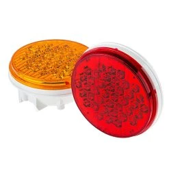 Round LED Truck And Trailer Lights - 4" Stop / Turn / Tail Lights - 3-Pin Connector - Flush Mount - 40 LEDs