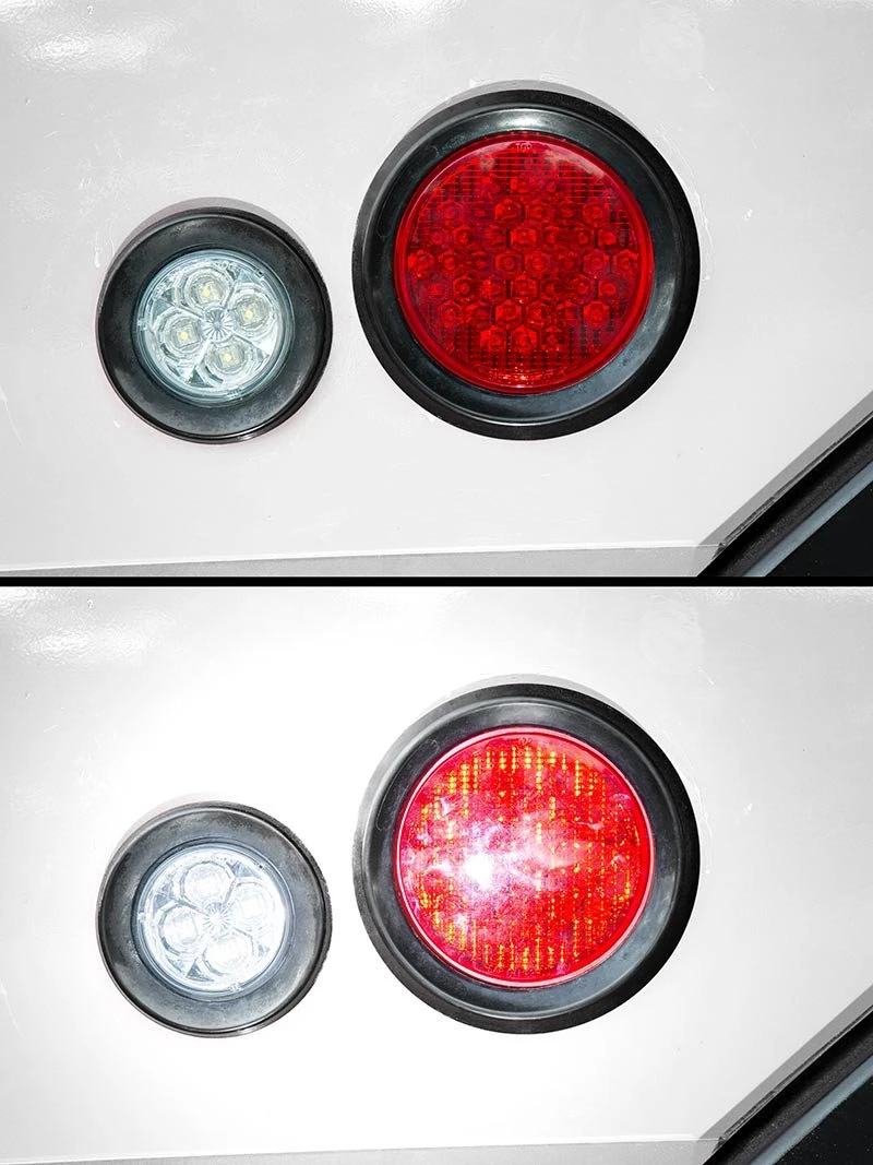 Round LED Truck And Trailer Lights - 4" Stop / Turn / Tail Lights - 3-Pin Connector - Flush Mount - 40 LEDs - Red - Image 7