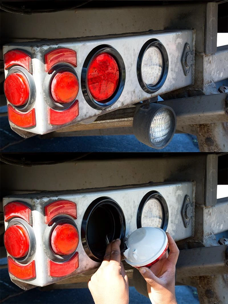 Round LED Truck And Trailer Lights - 4" Stop / Turn / Tail Lights - 3-Pin Connector - Flush Mount - 40 LEDs - Red - Image 6