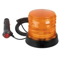 4-1/2" Amber LED Strobe Light Beacon - Magnetic Surface Mount - 12V Adapter - Triple Flash Pattern