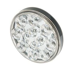 Round LED Truck And Trailer Lights With Clear Lens - 4" Stop / Turn / Tail Lights - 3-Pin Connector - Flush Mount - 12 LEDs