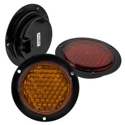 Round LED Truck And Trailer Lights - 5-1/2" Stop / Turn / Tail Lights - 3-Pin Connector - Flange Mount - 61 LEDs