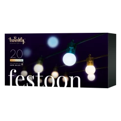 Twinkly Festoon Gold & Silver - Patio String Lights - Amber / Warm White / Cool White – Generation II - 20 LED - 33ft