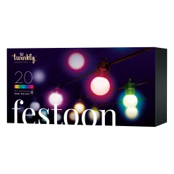 Twinkly Festoon Multicolor - RGB Smart Outdoor String Lights - 20 Bulbs - Generation II - 20 LED - 33ft